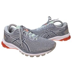 ASICS Running Shoes Womens Size 9.5 Gray Orange Mesh Athletic Sneakers 1012A551
